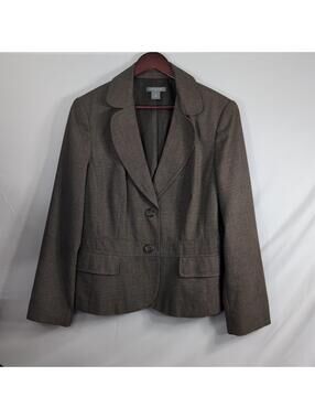 Ann Taylor brown herringbone wool cashmere blend blazer. Size 14